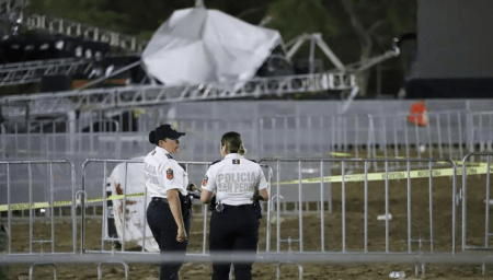 Stage collapses during political rally in