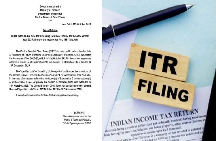 ಆದಾಯ ತೆರಿಗೆದಾರರಿಗೆ ಗುಡ್ ನ್ಯೂಸ್ : ‘ITR’ ಸಲ್ಲಿಕೆ ಗಡುವು ಡಿಸೆಂಬರ್ 10 ರವರೆಗೆ ವಿಸ್ತರಣೆ |ITR Filing