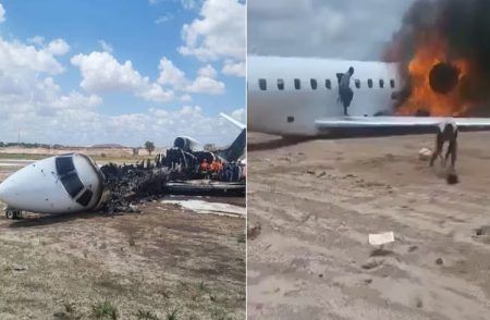 SHOCKING : ರನ್ ವೇ ಮೇಲೆ ಸ್ಪೋಟಗೊಂಡು ಹೊತ್ತಿ ಉರಿದ ಸಚಿವರಿದ್ದ ವಿಮಾನ : ಭಯಾನಕ ವಿಡಿಯೋ ವೈರಲ್ | WATCH VIDEO