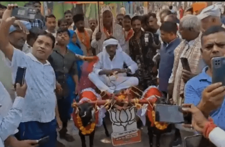 ‘ನನ್ನ ಮೇಕೆಗಳು ಕೂಡ ಮೋದಿಯನ್ನು ಪ್ರೀತಿಸುತ್ತವೆ’: ಮೇಕೆ ಗಾಡಿಯಲ್ಲಿ ರ್ಯಾಲಿಗೆ ಆಗಮಿಸಿದ ಚಹಾ ಮಾರಾಟಗಾರ | Watch video