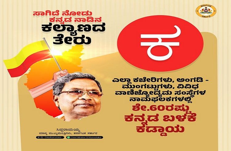 BREAKING : ರಾಜ್ಯದ ಎಲ್ಲಾ ಕಚೇರಿ, ಅಂಗಡಿ-ಮುಂಗಟ್ಟು, ವಾಣಿಜ್ಯೋದ್ಯಮ ಸಂಸ್ಥೆಗಳಲ್ಲಿ ಶೇ.60ರಷ್ಟು `ಕನ್ನಡ’ ಬಳಕೆ ಕಡ್ಡಾಯ : CM ಸಿದ್ದರಾಮಯ್ಯ