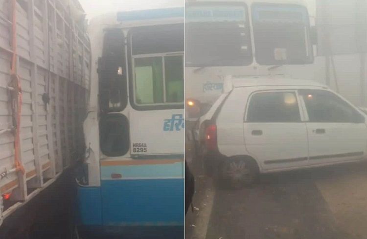 BREAKING : ಹರಿಯಾಣದಲ್ಲಿ ದಟ್ಟ ಮಂಜಿನಿಂದ ಬಸ್, ಟ್ರಕ್, ಕಾರುಗಳ ನಡುವೆ ಸರಣಿ ಅಪಘಾತ : ಆಘಾತಕಾರಿ ವಿಡಿಯೋ ವೈರಲ್ | WATCH VIDEO