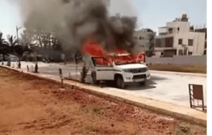 BREAKING : ಡಿಸಿಎಂ ಡಿಕೆ ಶಿವಕುಮಾರ್ ಕಾರ್ಯಕ್ರಮದ ಸಮೀಪ ಏಕಾಏಕಿ ಹೊತ್ತಿ ಉರಿದ ಕಾರು!