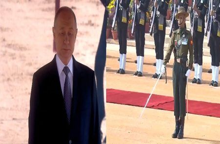 BREAKING : ರಾಷ್ಟ್ರಪತಿ ಭವನದಲ್ಲಿ ಸೇನಾಪಡೆಗಳಿಂದ ರಷ್ಯಾ ಅಧ್ಯಕ್ಷ ಪುಟೀನ್ ಗೆ ಗೌರವ ವಂದನೆ | WATCH VIDEO