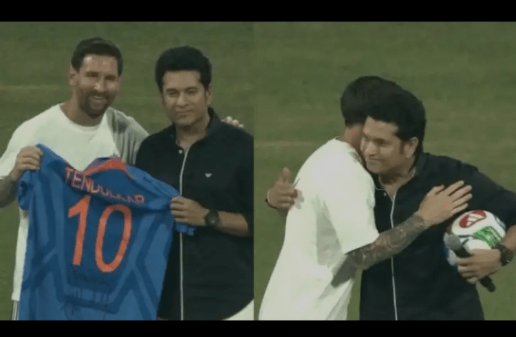 Watch video: ಲಿಯೋನೆಲ್ ಮೆಸ್ಸಿಗೆ ಭಾರತದ ಜರ್ಸಿ ಉಡುಗೊರೆಯಾಗಿ ನೀಡಿದ ಸಚಿನ್ ತೆಂಡೂಲ್ಕರ್