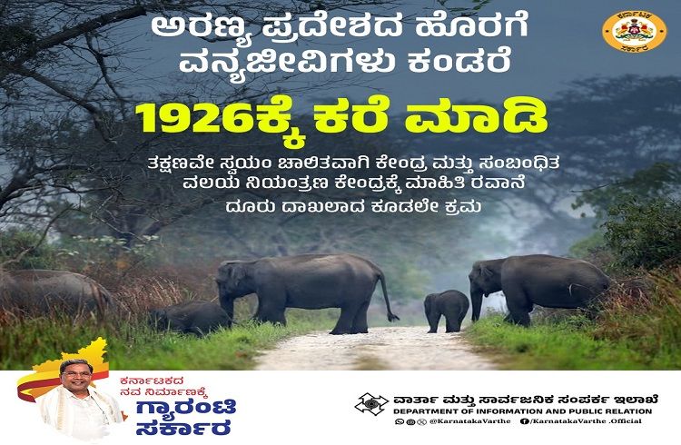 ರಾಜ್ಯದ ಜನರೇ ಇತ್ತ ಗಮನಿಸಿ : ನಿಮ್ಮೂರಲ್ಲಿ ಕಾಡು ಪ್ರಾಣಿಗಳು ಕಂಡು ಬಂದ್ರೆ ತಕ್ಷಣ ಈ ಸಂಖ್ಯೆಗೆ ಕರೆ ಮಾಡಿ.!