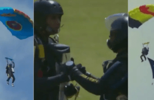 ಆಕಾಶದಿಂದ ಇಳಿದು ಬಂತು ವಿಶ್ವಕಪ್ ಟ್ರೋಫಿ! ಲಂಕಾದಲ್ಲಿ ಪ್ಯಾರಾಗ್ಲೈಡಿಂಗ್ ಸಾಹಸ | Watch video