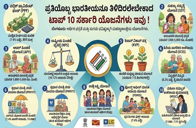ಪ್ರತಿಯೊಬ್ಬ ಭಾರತೀಯನೂ ತಿಳಿದಿರಲೇಬೇಕಾದ ಟಾಪ್ 10 ಸರ್ಕಾರಿ ಯೋಜನೆಗಳು ಇವು !