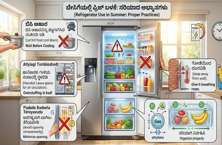 ALERT : ಬೇಸಿಗೆಯಲ್ಲಿ `ಫ್ರಿಜ್’ ಬಳಕೆ: ಈ ತಪ್ಪುಗಳನ್ನು ಮಾಡಿದರೆ ಆರೋಗ್ಯಕ್ಕೂ ಅಪಾಯ, ಫ್ರಿಜ್ ಗೂ ನಷ್ಟ !
