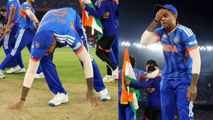 ಭಾರತಕ್ಕೆ ಹ್ಯಾಟ್ರಿಕ್ ವಿಶ್ವಕಪ್ ಕಿರೀಟ :ಮೈದಾನಕ್ಕೆ ಮುತ್ತಿಕ್ಕಿದ ನಾಯಕ ಸೂರ್ಯಕುಮಾರ್ ಯಾದವ್ | WATCH VIDEO