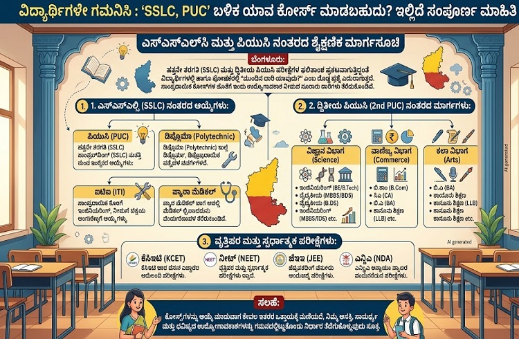 ವಿದ್ಯಾರ್ಥಿಗಳೇ ಗಮನಿಸಿ : `SSLC,PUC’ ಬಳಿಕ ಯಾವ ಕೋರ್ಸ್ ಮಾಡಬಹುದು? ಇಲ್ಲಿದೆ ಸಂಪೂರ್ಣ ಮಾಹಿತಿ