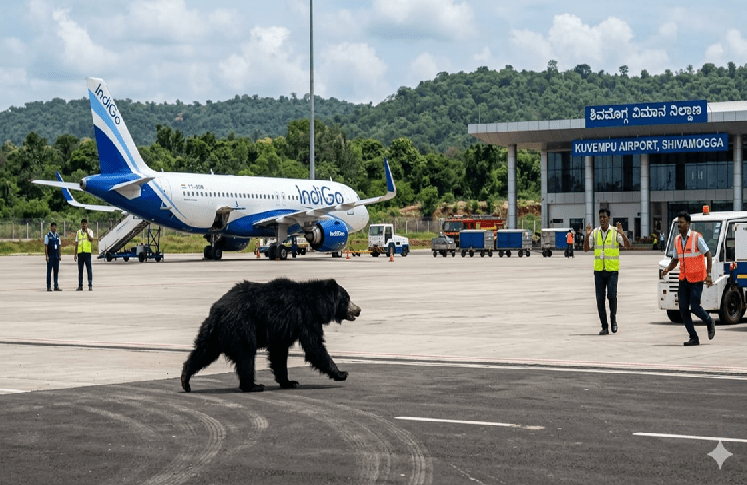 BREAKING : ಶಿವಮೊಗ್ಗ ವಿಮಾನ ನಿಲ್ದಾಣಕ್ಕೆ ಏಕಾಏಕಿ ನುಗ್ಗಿದ ಕರಡಿ : ಕೆಲ ಕಾಲ ಆತಂಕ ಸೃಷ್ಟಿ!