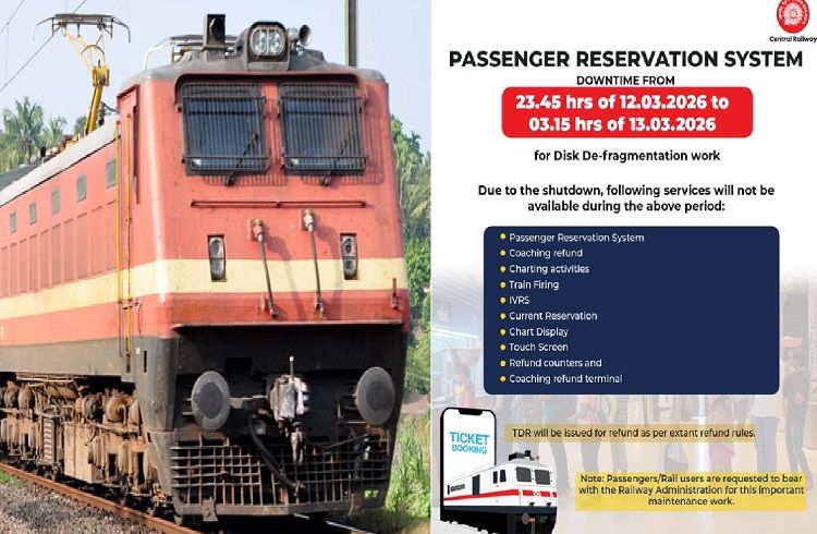 BREAKING : ರೈಲು ಪ್ರಯಾಣಿಕರ ಗಮನಕ್ಕೆ: ಇಂದು, ನಾಳೆ 3 ಗಂಟೆಗಳ ಕಾಲ `ಟಿಕೆಟ್ ಬುಕ್ಕಿಂಗ್ ಸೇವೆ’ ಸ್ಥಗಿತ | PRS System Down