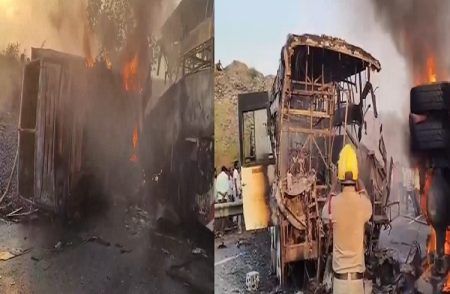 BIG UPDATE : ಆಂಧ್ರಪ್ರದೇಶದಲ್ಲಿ ಘೋರ ದುರಂತ : ಬಸ್ ಹೊತ್ತಿ ಉರಿದು 14 ಪ್ರಯಾಣಿಕರು ಸಜೀವ ದಹನ