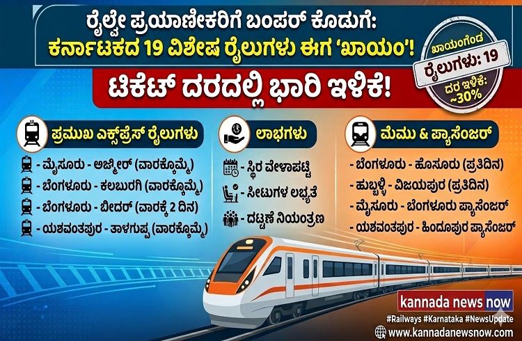 ‘ರೈಲ್ವೇ ಪ್ರಯಾಣಿಕ’ರಿಗೆ ಗುಡ್ ನ್ಯೂಸ್: ಕರ್ನಾಟಕದ ’19 ವಿಶೇಷ ರೈಲು’ಗಳು ಇನ್ಮುಂದೆ ‘ಖಾಯಂ’!