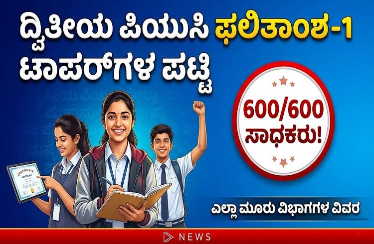 ದ್ವಿತೀಯ ಪಿಯುಸಿ ಪರೀಕ್ಷೆ-1ರ ಫಲಿತಾಂಶ: ಇಲ್ಲಿದೆ ಟಾಪರ್ಗಳ ಪಟ್ಟಿ