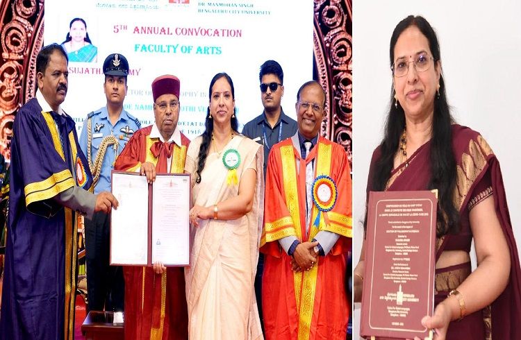 ಡಾ.ಮನಮೋಹನ್ ಸಿಂಗ್ ವಿವಿಯಿಂದ ತಗಡೂರು ಸುಜಾತಗೆ ಪಿಎಚ್ಡಿ ಪದವಿ