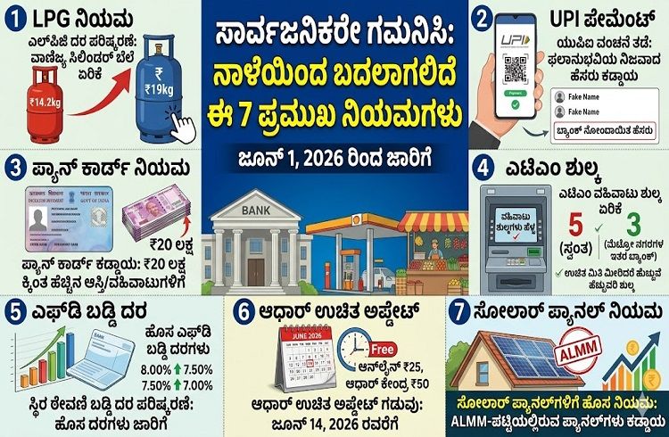 ಸಾರ್ವಜನಿಕರೇ ಗಮನಿಸಿ : ನಾಳೆಯಿಂದ ಬದಲಾಗಲಿದೆ ಈ 7 ಪ್ರಮುಖ ನಿಯಮಗಳು | Rule change 1st June