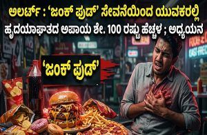 ALERT : ‘ಜಂಕ್ ಫುಡ್’ ಸೇವಿಸುವ ಯುವಜನರಲ್ಲಿ ಹೃದಯಾಘಾತದ ಅಪಾಯ ಶೇ. 100 ರಷ್ಟು ಹೆಚ್ಚಳ ; ಅಧ್ಯಯನ