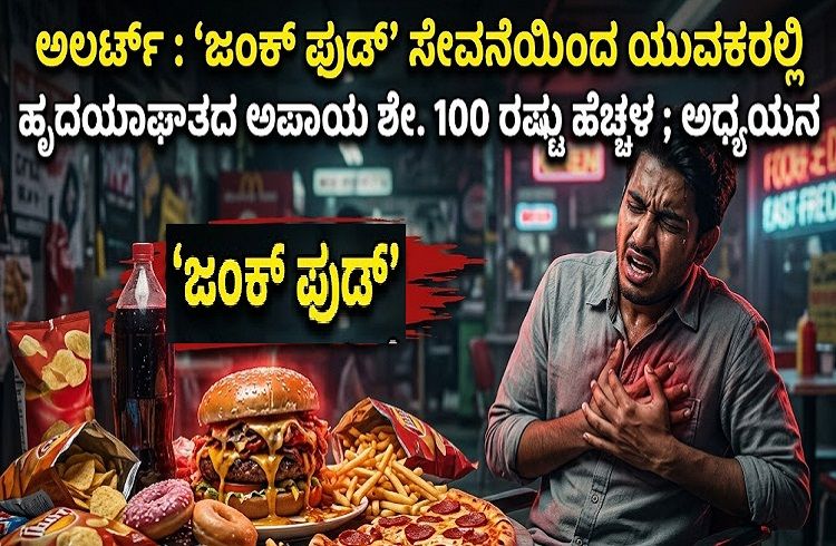 ALERT : ‘ಜಂಕ್ ಫುಡ್’ ಸೇವಿಸುವ ಯುವಜನರಲ್ಲಿ ಹೃದಯಾಘಾತದ ಅಪಾಯ ಶೇ. 100 ರಷ್ಟು ಹೆಚ್ಚಳ ; ಅಧ್ಯಯನ