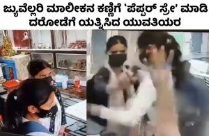 SHOCKING : ಜ್ಯುವೆಲ್ಲರಿ ಮಾಲೀಕನ ಕಣ್ಣಿಗೆ `ಪೆಪ್ಪರ್ ಸ್ಪ್ರೇ’ ಮಾಡಿ ದರೋಡೆಗೆ ಯತ್ನಿಸಿದ ಯುವತಿಯರು : ವಿಡಿಯೋ ವೈರಲ್ |WATCH VIDEO